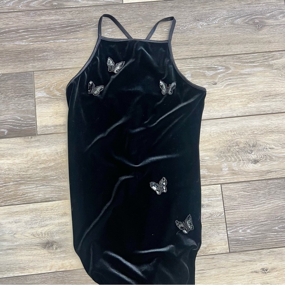 City Triangles Y2K black velvet beaded butterfly maxi dress whimsigoth fairy XS - Picture 3 of 10